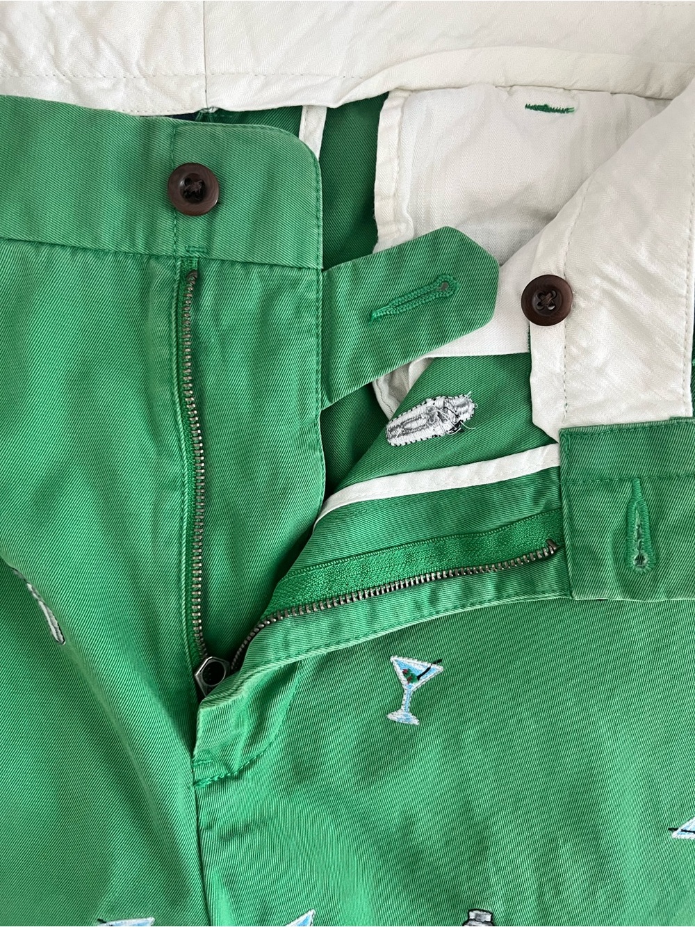 VTG 90s Polo Ralph Lauren Green Martini Shaker Embroidered Chino Pants 34x32 - Picture 11 of 14